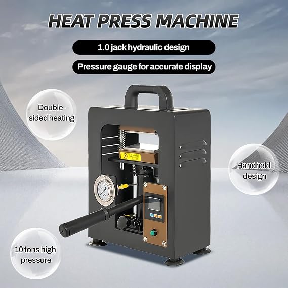 Manual Hydraulic Heat Press Machine 5T,Dual Heating Plate Rosin Extraction Machine,300W Rosin Heat Press Machine,Hydraulic Heat Press Machine for Achieving Extraction and Fast Crystallization