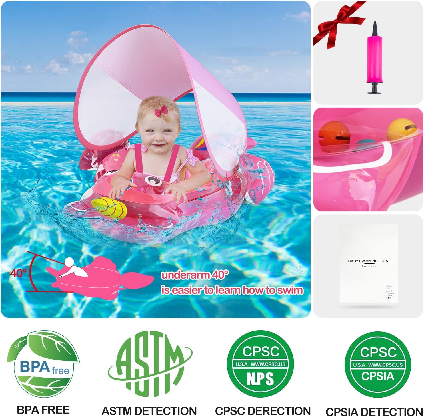 Flotador de piscina para bebé flotador inflable de natación para bebés