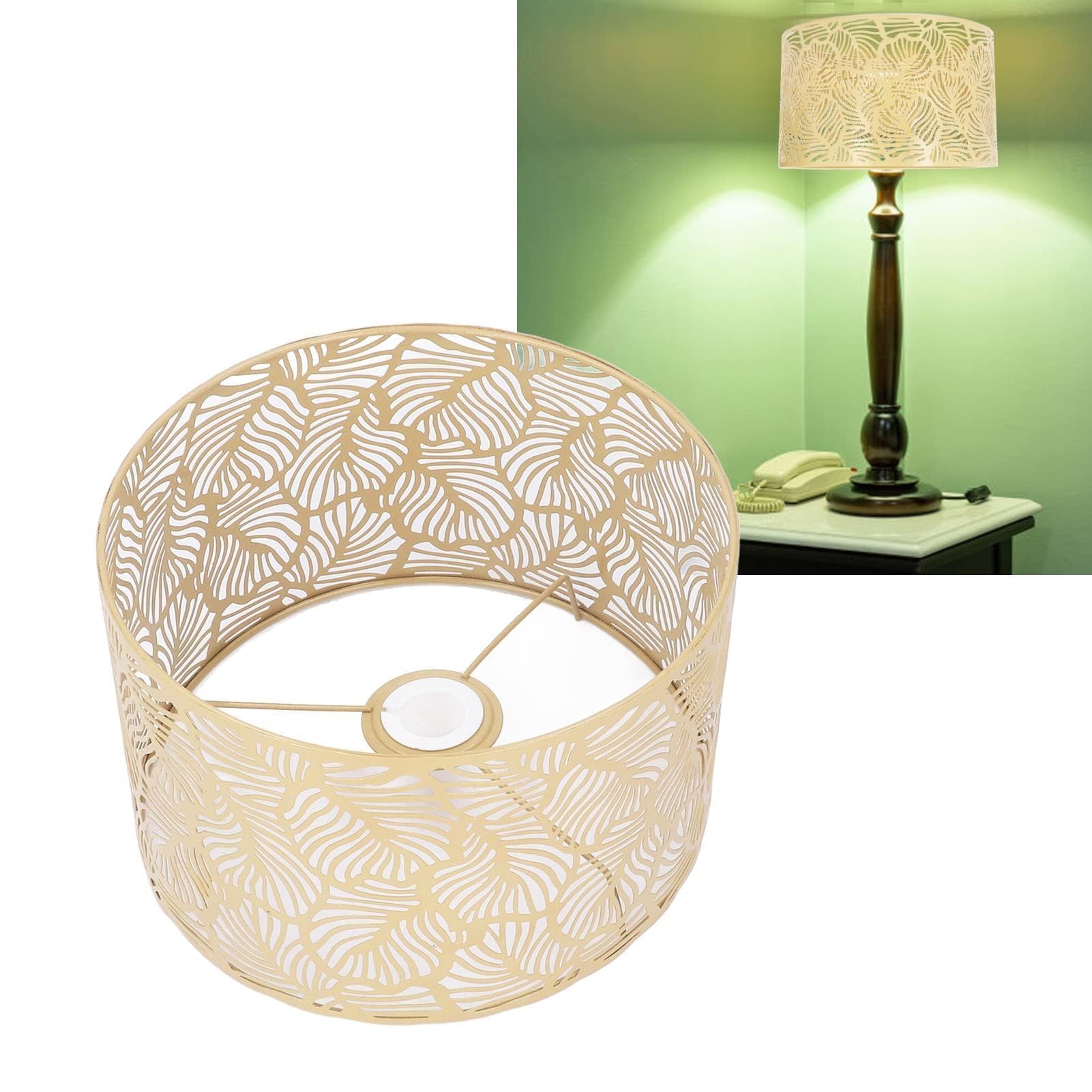 Abat-jour, abat-jour creux sculpté en métal, couverture d'abat-jour décorative, style moderne et simple, décoration de la maison pour ampoules E14 E27 25x16cm / 9.84x6.3in(Or)