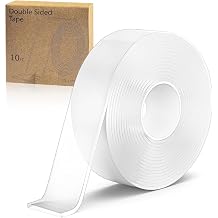 Double Sided Tape Heavy Duty - Nano Removable Adhesive Mounting Tape Wall Decor, Clear Sticky Picture Hanging Transparent Strips Command Tapes for Poster Carpet Art Craft Home Office School 10FT