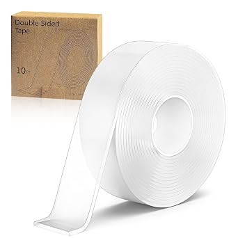 Double Sided Tape Heavy Duty - Nano Removable Adhesive Mounting Tape Wall Decor, Clear Sticky Picture Hanging Transparent Strips Command Tapes for Poster Carpet Art Craft Home Office School 10FT