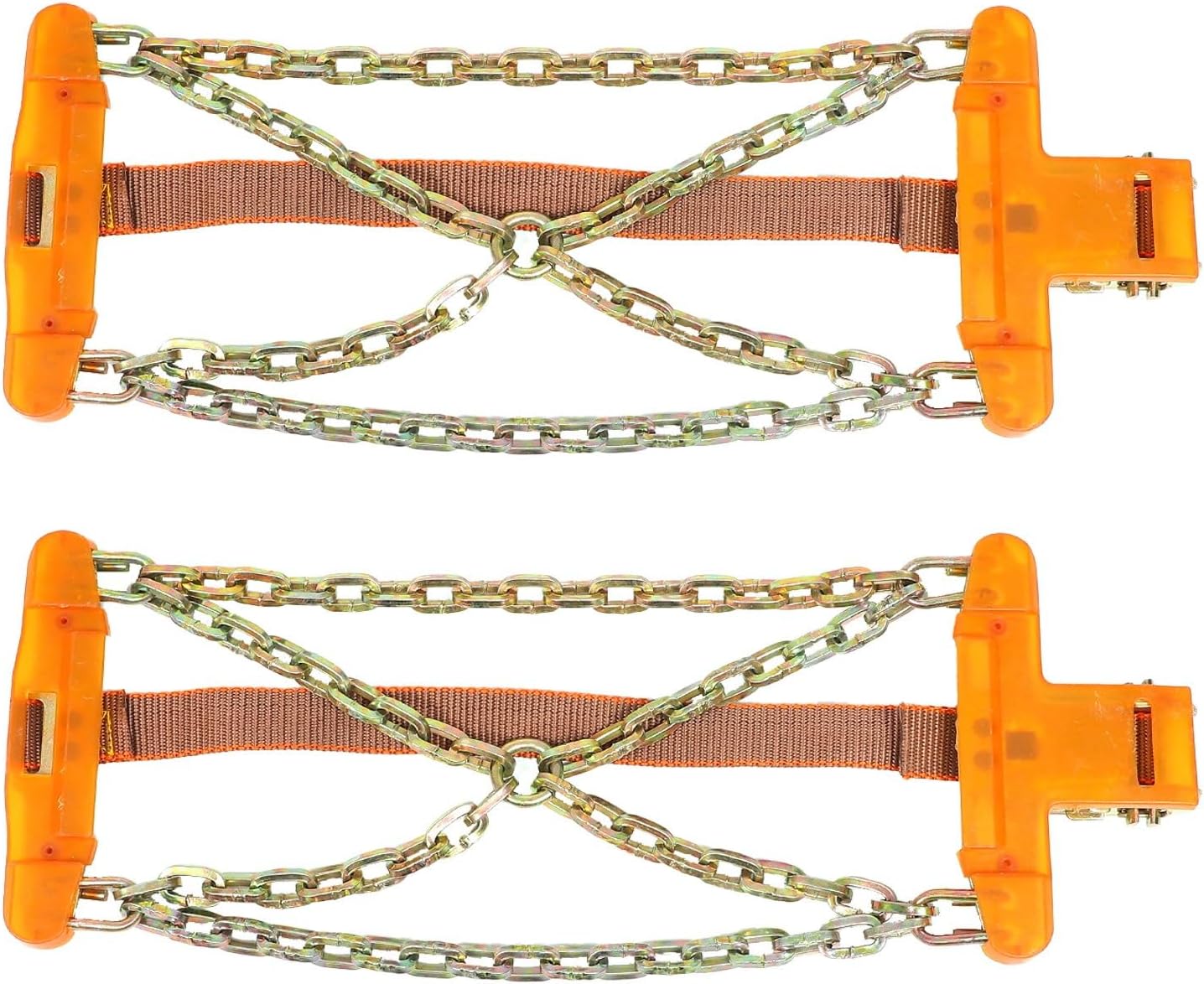 HEMOTON 2pcs Anti-skid Car Snow Tire Chains Steel Wheel Chains for Suv and Passenger Vehicles Winter Mud Ice Traction Accessories Random Color