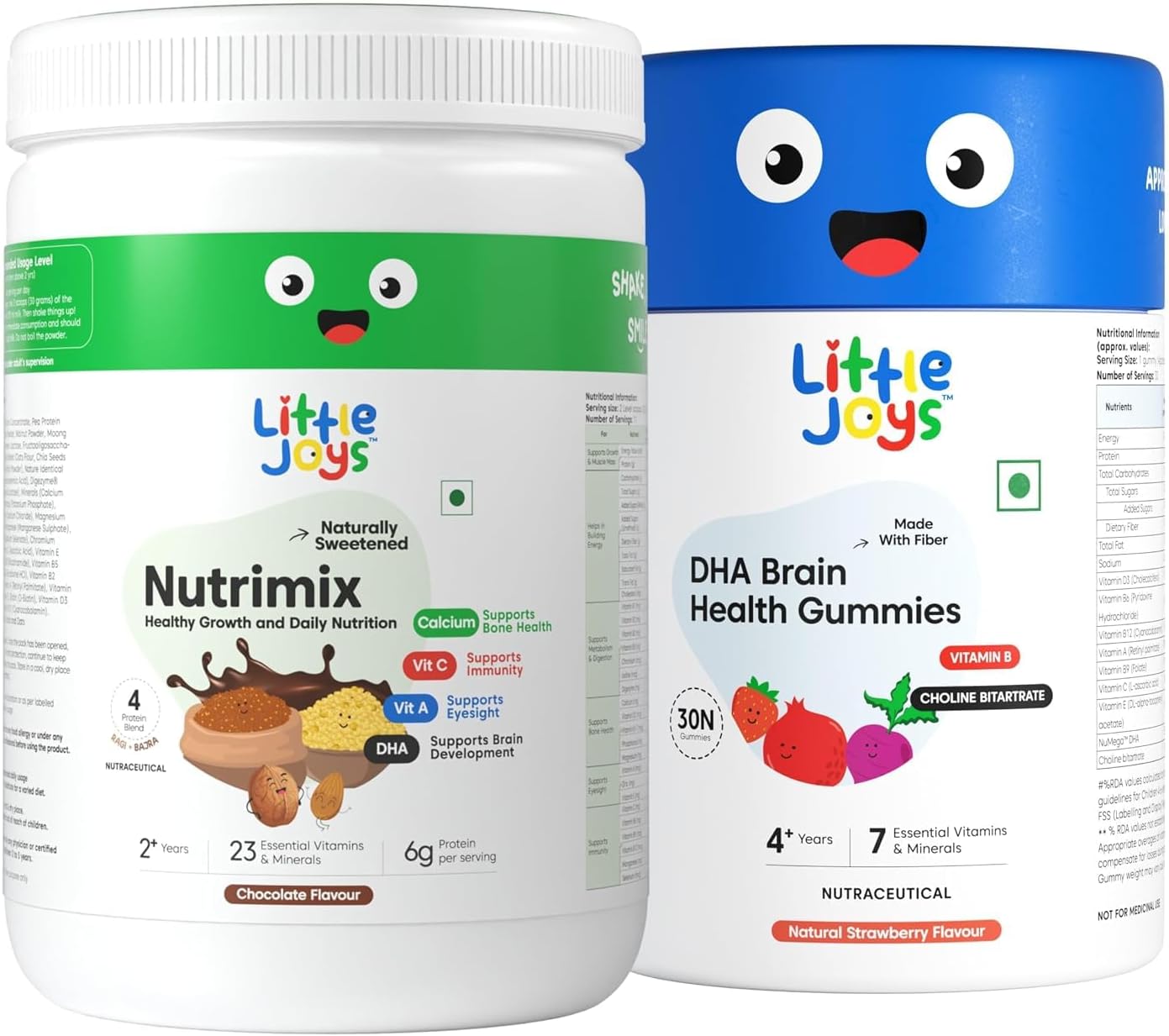 Little Joys DHA Kit (4-6 Years) | With NutriMix (350g) & DHA Gummies (30 day pack) | Omega 3 DHA-Packed Kit for Better Focus & Memory
