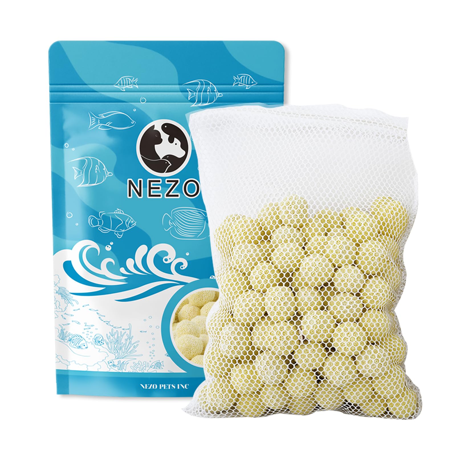 NEZO Filter Media 1-Inch Diameter High Density Yellow Bio Ceramic Ball 1-Pack (3lbs) for Freshwater Aquarium,Marine Fish Tank,Canister Filter,Koi Pond with Free Mesh Bag. (Yellow)