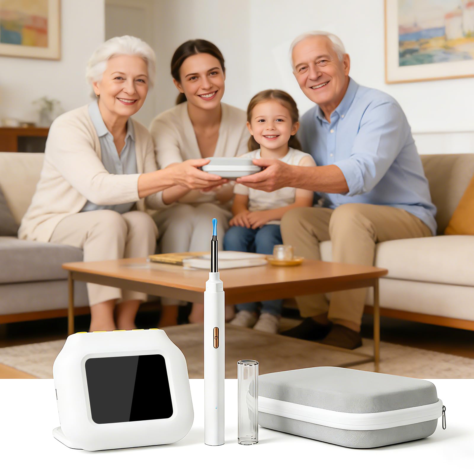 Otoscope Cure Oreille Avec Écran Intégré Et Gyroscope, Pas De Téléphone, Pas D'Application, Pas De WiFi, Nettoyage Caméra 1080P HD Avec 6 LED, Kit Élimination Cérumen Pour Seniors Et Toute La Famille