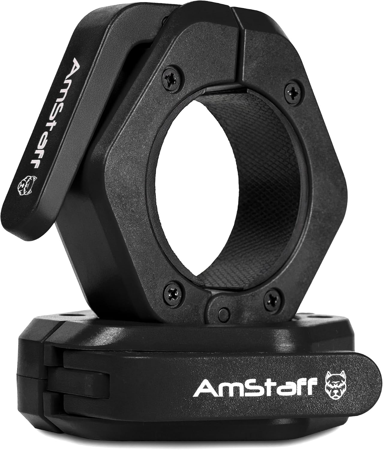Amstaff Fitness Barbell Collars Clamps – Quick Release 2-Inch Locking Olympic Bar Collars for Weightlifting, Crossfit, Powerlifting, and Strength Training – Secure, Anti-Slip Design (Pair)