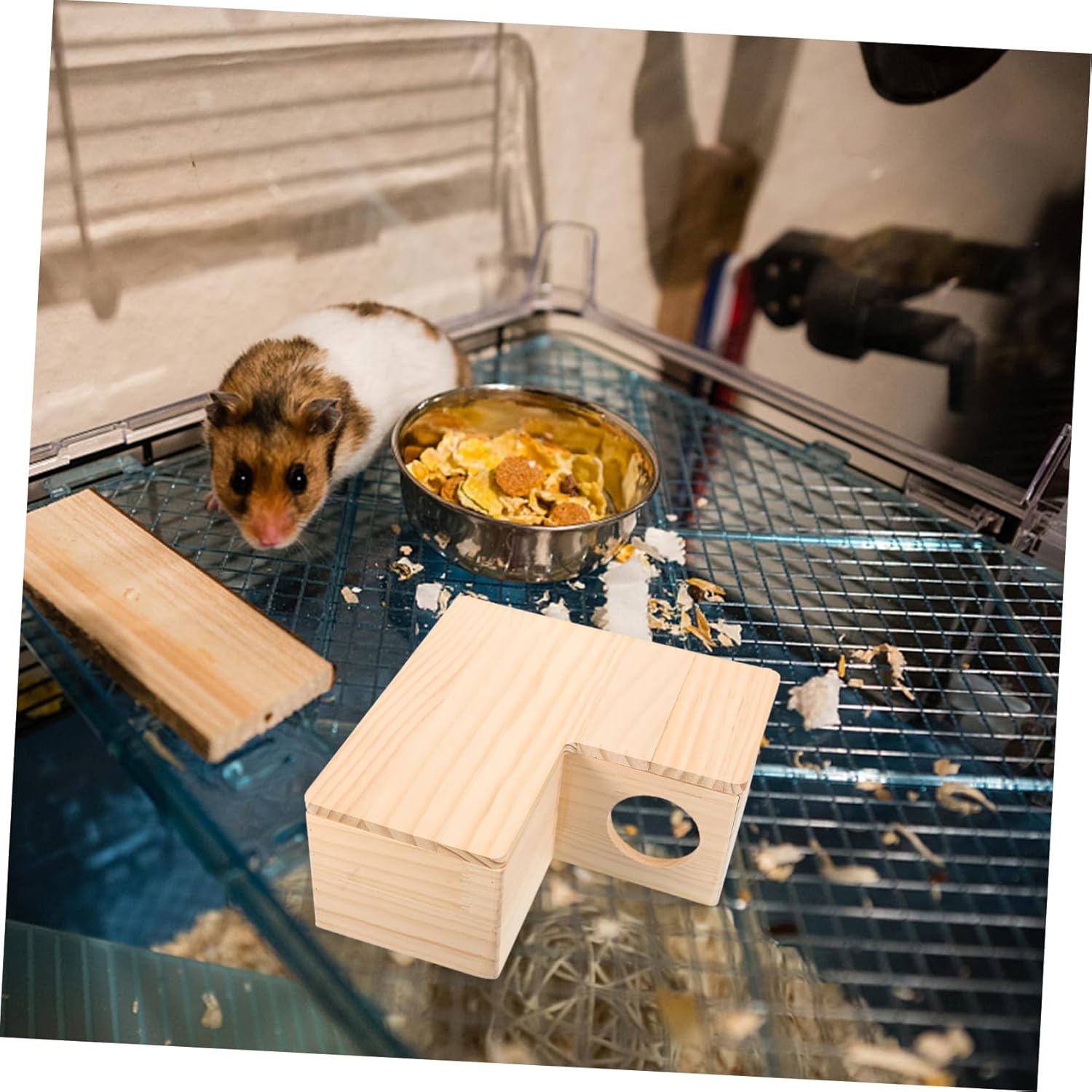 Wooden Multi Chamber Hamster House Cozy Hideout for Dwarf Hamsters Gerbils and Safe Versatile Design for Hiding Playing and Resting Habitat