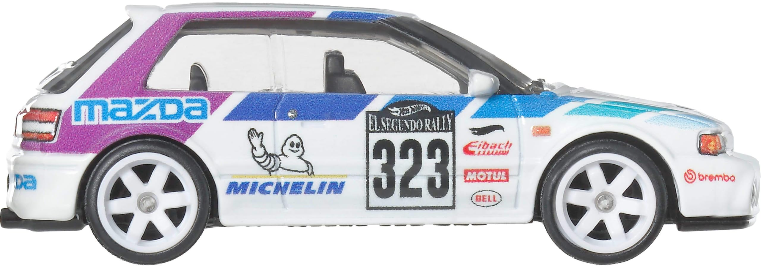 Hot Wheels Premium Car Culture - Mazda 323 GTR, modellino da collezione in scala 1:64 con telaio in metallo e pneumatici Real Riders, decorazioni premium e dettagli realistici, 3+ anni, JKF17 - 5