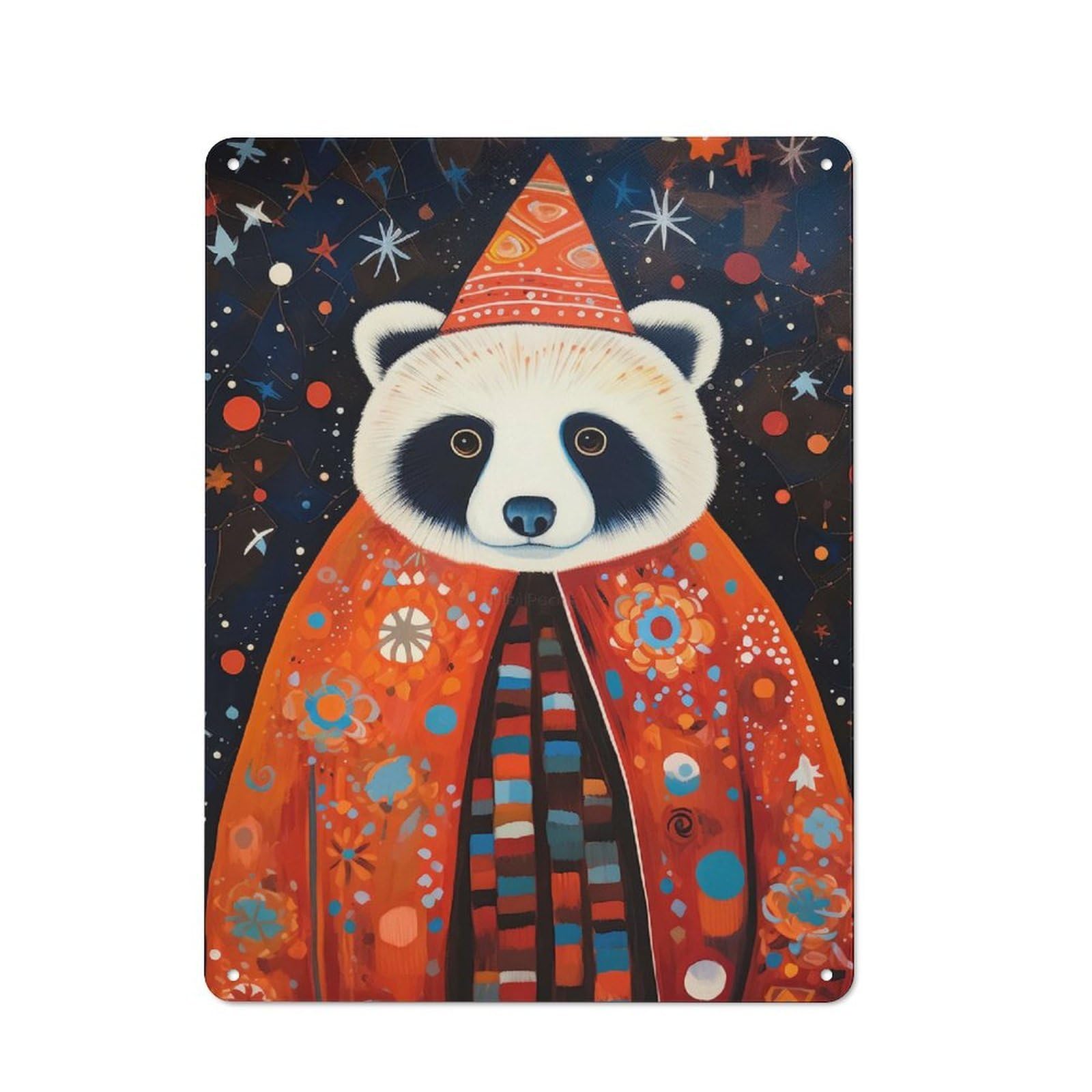 Junmoney Tribal Animal Art 16 Panda 40X30cm Retro Tin Sign With For Kitchen Or Home Bar, A Decorative Gift For A Newly Furnished Kitchen And Home Bar