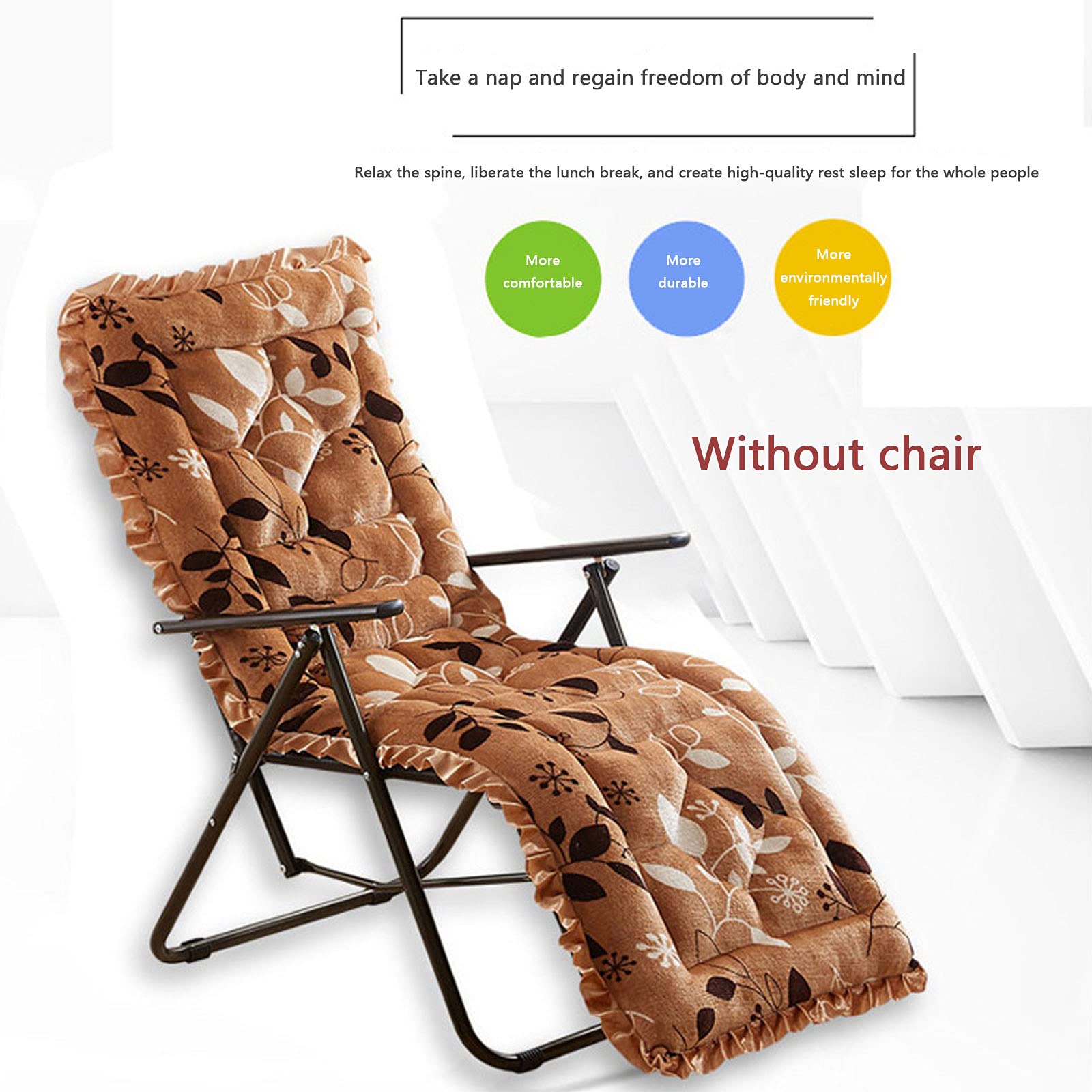 Cuscino per Sdraio Lettino, Cuscino per Sdraio da Giardino Antiscivolo Cuscino Sdraio Imbottita Relax per Viaggi Vacanze Interno Esterno,Morbido e Confortevole,Anti-usura Anti-sbiadimento,#11,48X148cm