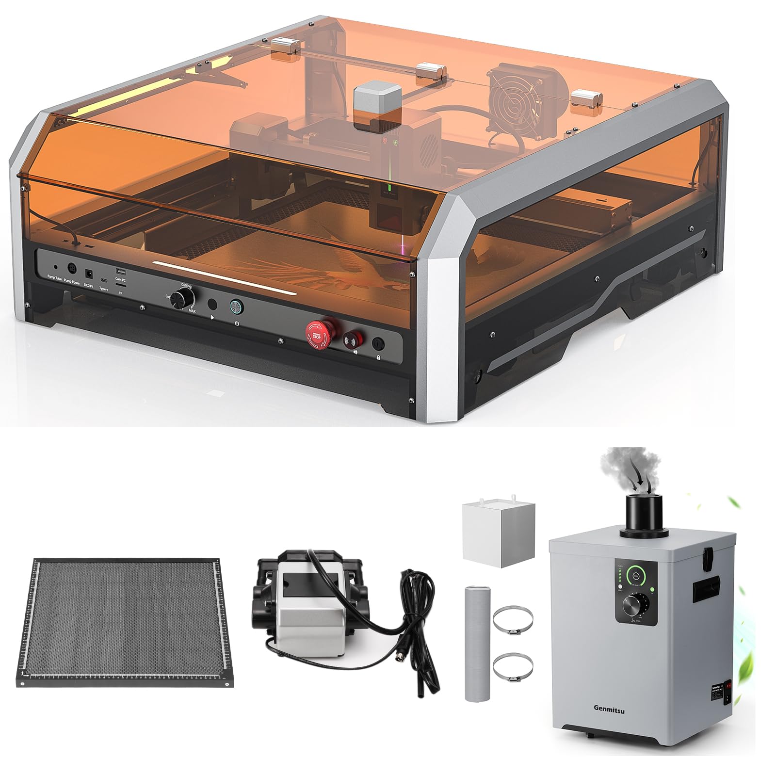 Photo 1 of Genmitsu L8 with Genmitsu MD13 Smoke Purifier, Pecfect Home Use Laser Cutting Solution