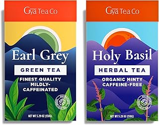 Gya Tea Co Earl Grey Green Tea & Holy Basil Herbal Tea Set - Natural Loose Leaf Tea with No Artificial Ingredients - Brew ...