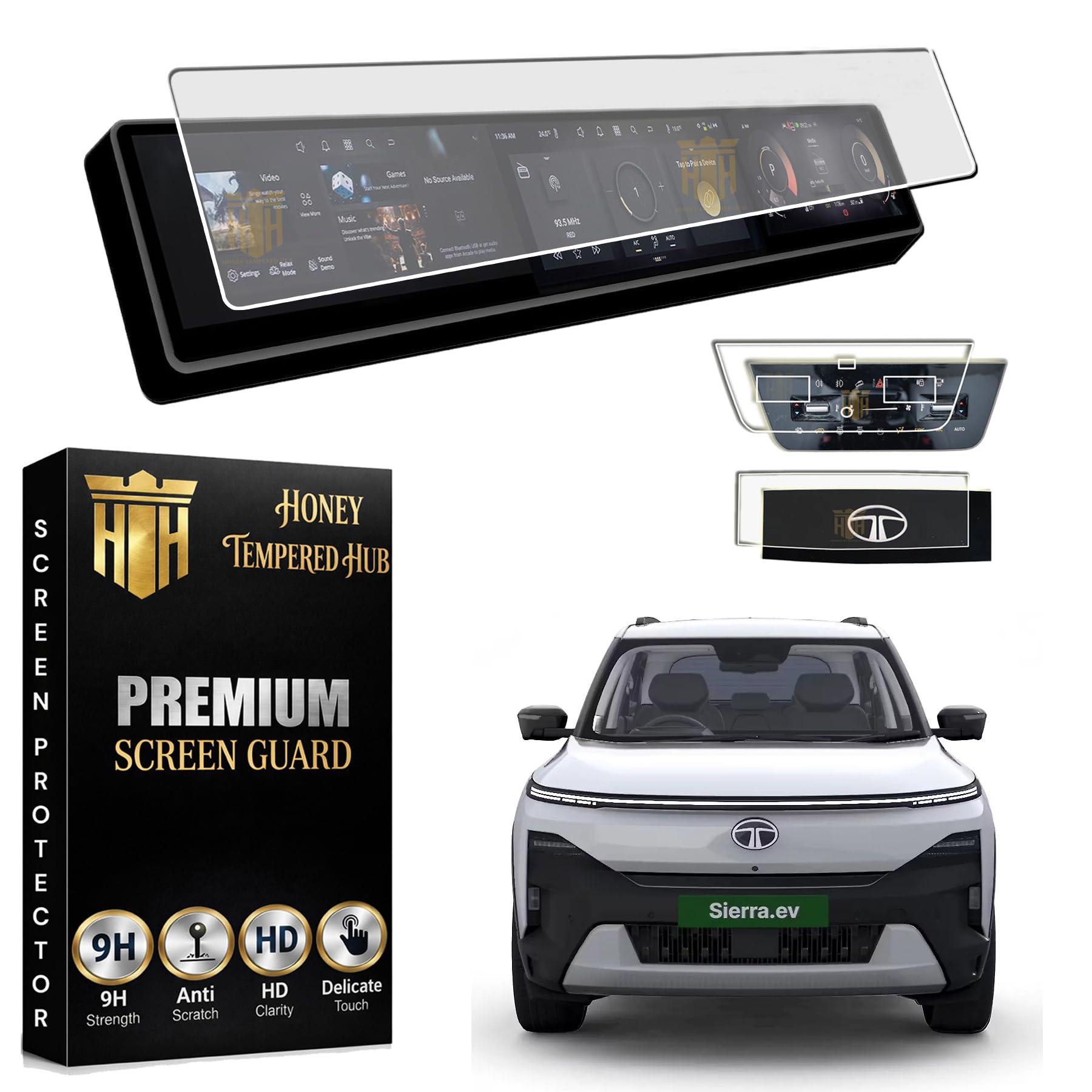( MATTE ) Screen Guard For NEW TATA SIERRA EV 2026 /12.33 INCH INFOTAINMENT + INSTRUMENT CLUSTER + AC VENT + STEERING GUARD /Anti Scratch / Anti Fingerprint / sierraev2026 Car Display Accessories [Not Tempered Glass]-image-30
