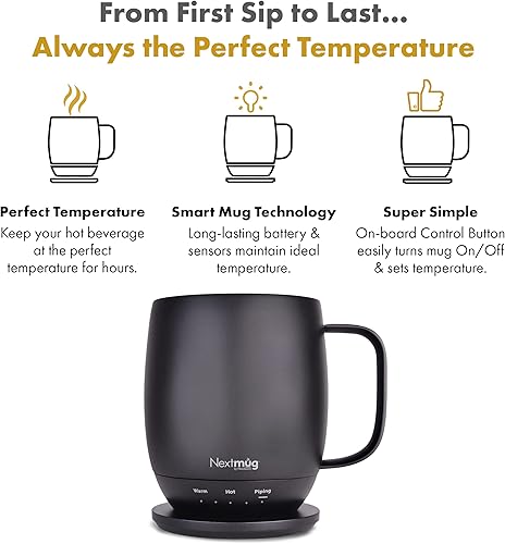 Miniatura 22 de Nextmug - Taza de café autocalentable con control de temperatura (borgoña, 14 onzas)