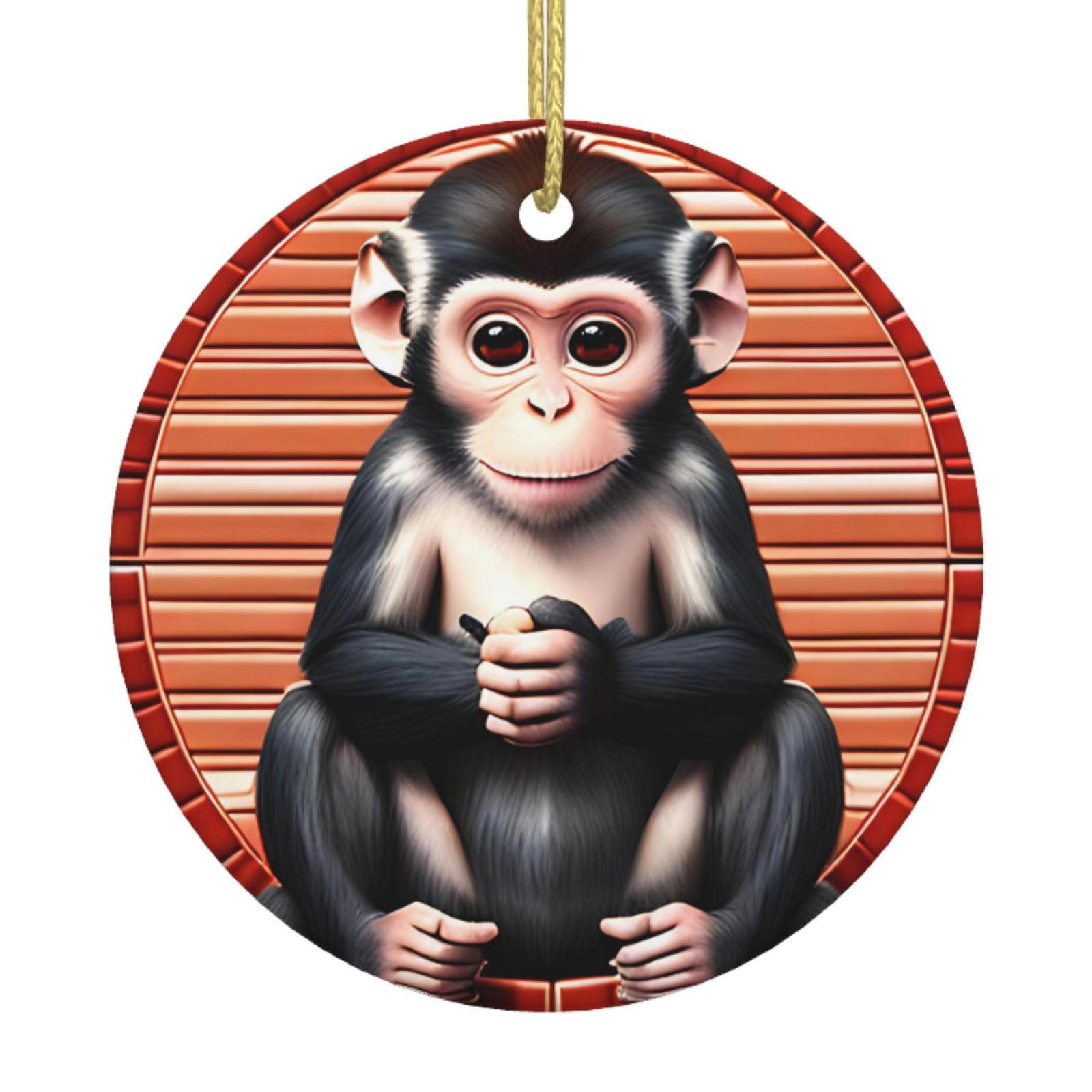 The Silent Monkey Printed Christmas Tree Ceramic Ornaments Holiday Decoration Christmas Unique Pendant for Christmas Party