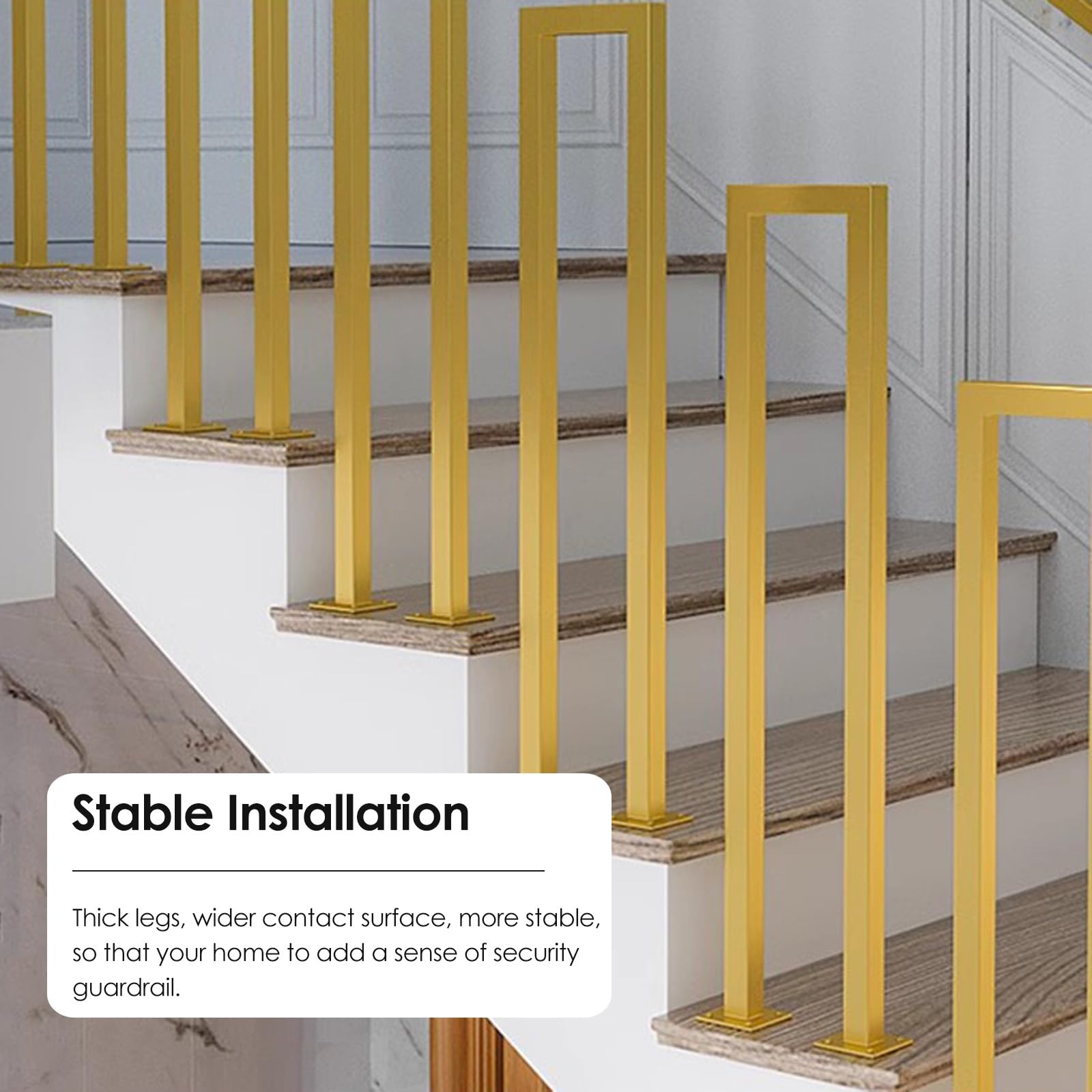 Handlauf Handläufe Geländer Treppen Gold Handlauf Für Die Treppe U-förmig, 14 22 30 35 37 Zoll Hoch Kommerziell Treppengeländer Haltegriff, Innen Außen Rutschfest Stützstange, Für Ältere Kinder Sicher