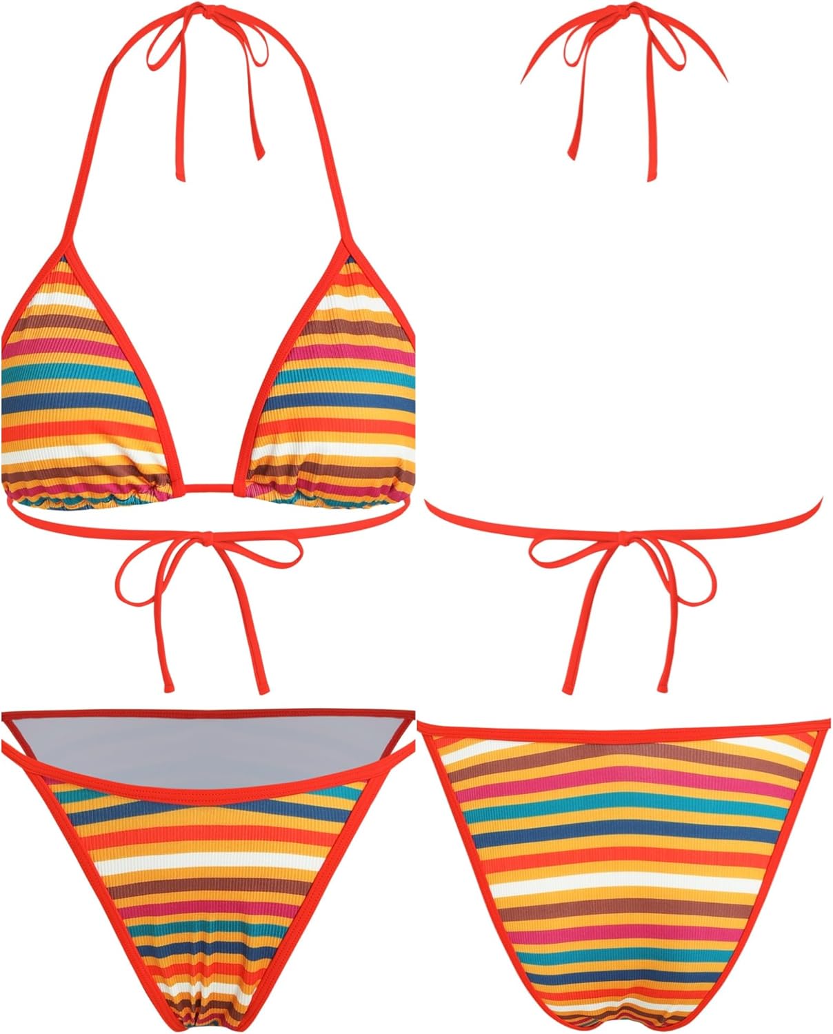 ZAFUL Women's 3 Piece Halter Triangle Bikini Sets Sexy Summer Beach Swimsuit Bathing Suit Shorts Coverups