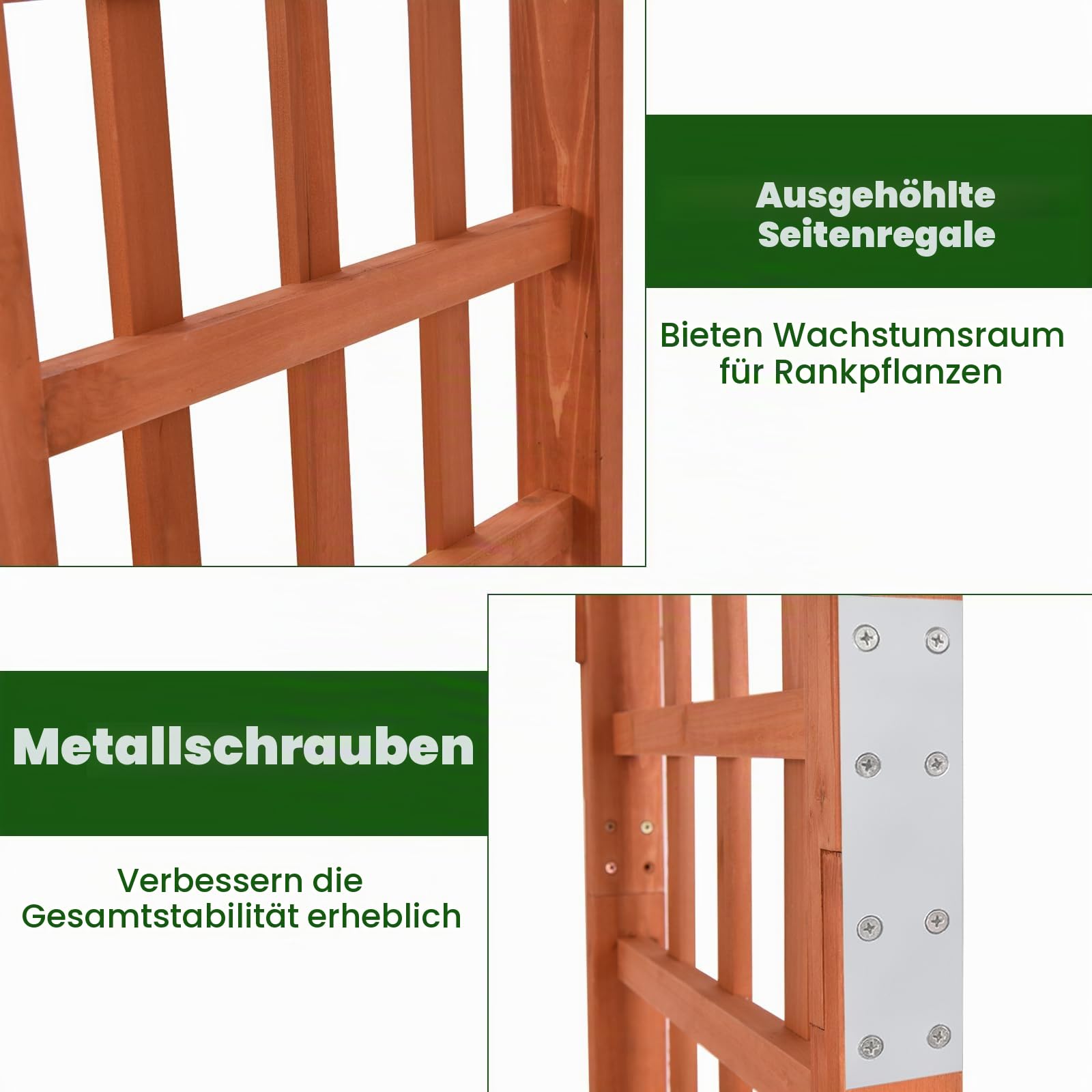 GOPLUS Rosenbogen Holz, Gartenbogen Pergola mit Rankhilfe für Kletterpflanzen, Torbogen Holzbogen Rankgitter Hochzeitsbogen Rankbogen für Hochzeit & Party, 160 x 60 x 215 cm, Natur