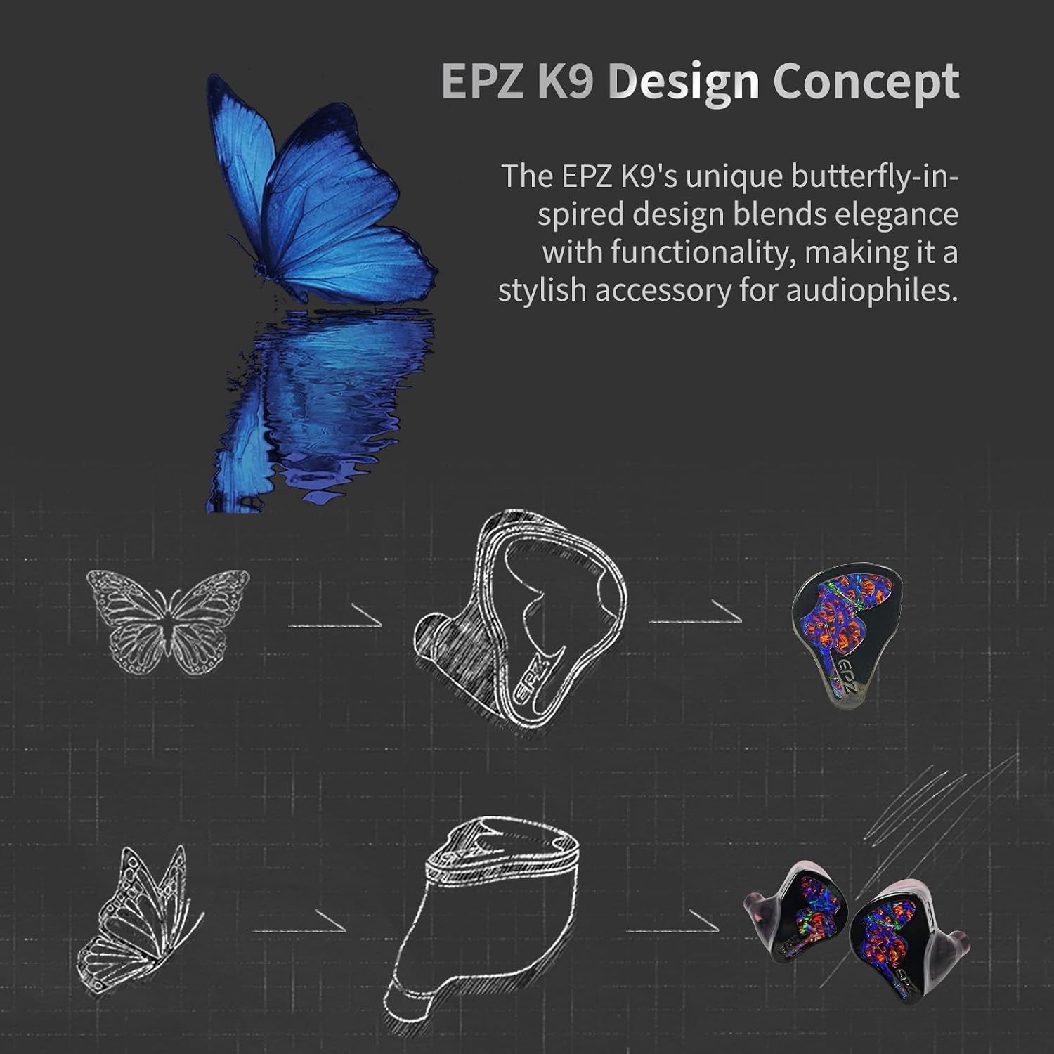 EPZ K9 1DD+8BA IEMS HiFi in-Ear Wired Earphone Monitor Headphones with 6N Single Crystal Copper Cable 3.5+4.4mm Replaceable Plug