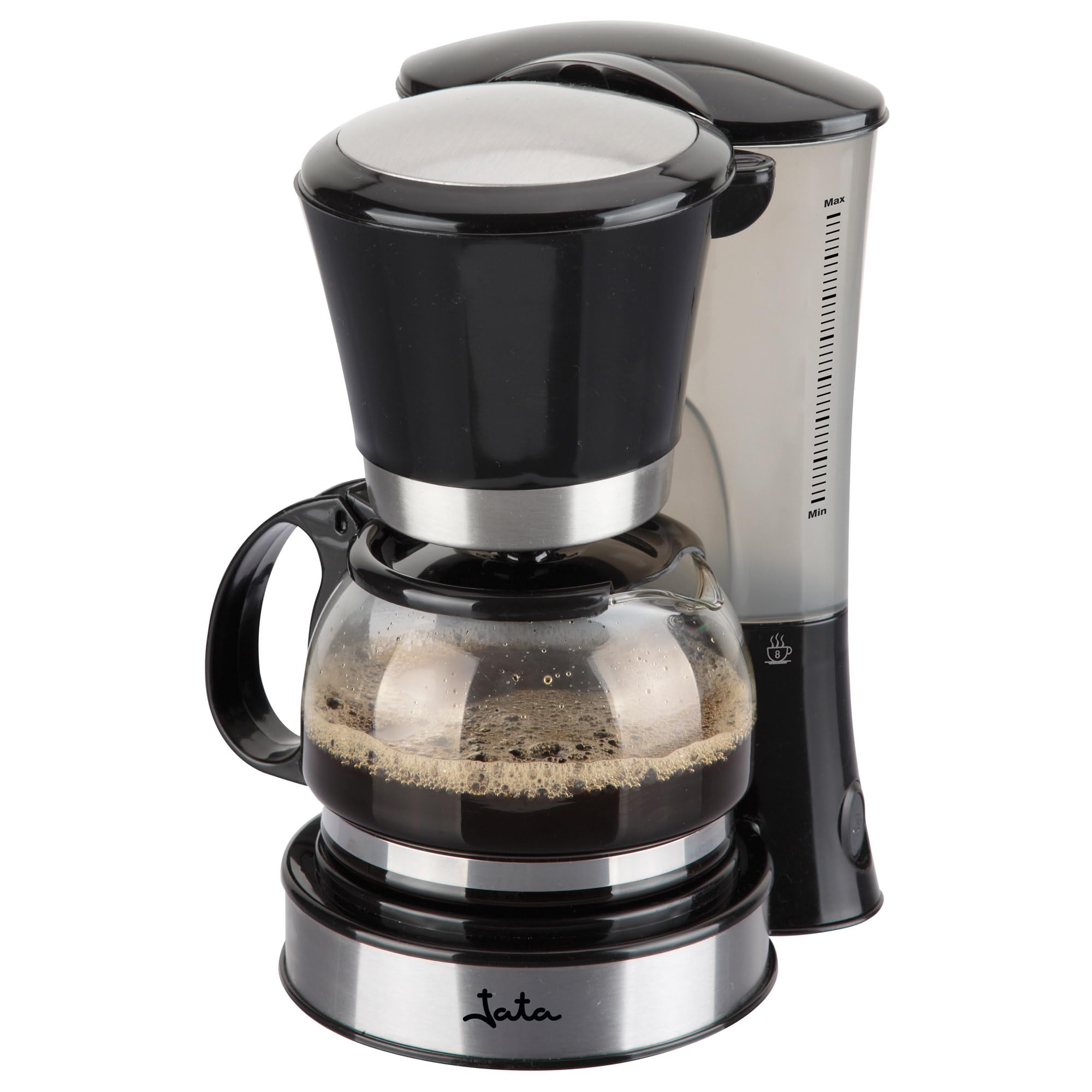 Jata CA288N Drip Coffee Maker, 2 to 8 Cups, 550 W, Glass Carafe with Lid, Drip Resistant, Permanent Filter, Automatic Shut-off