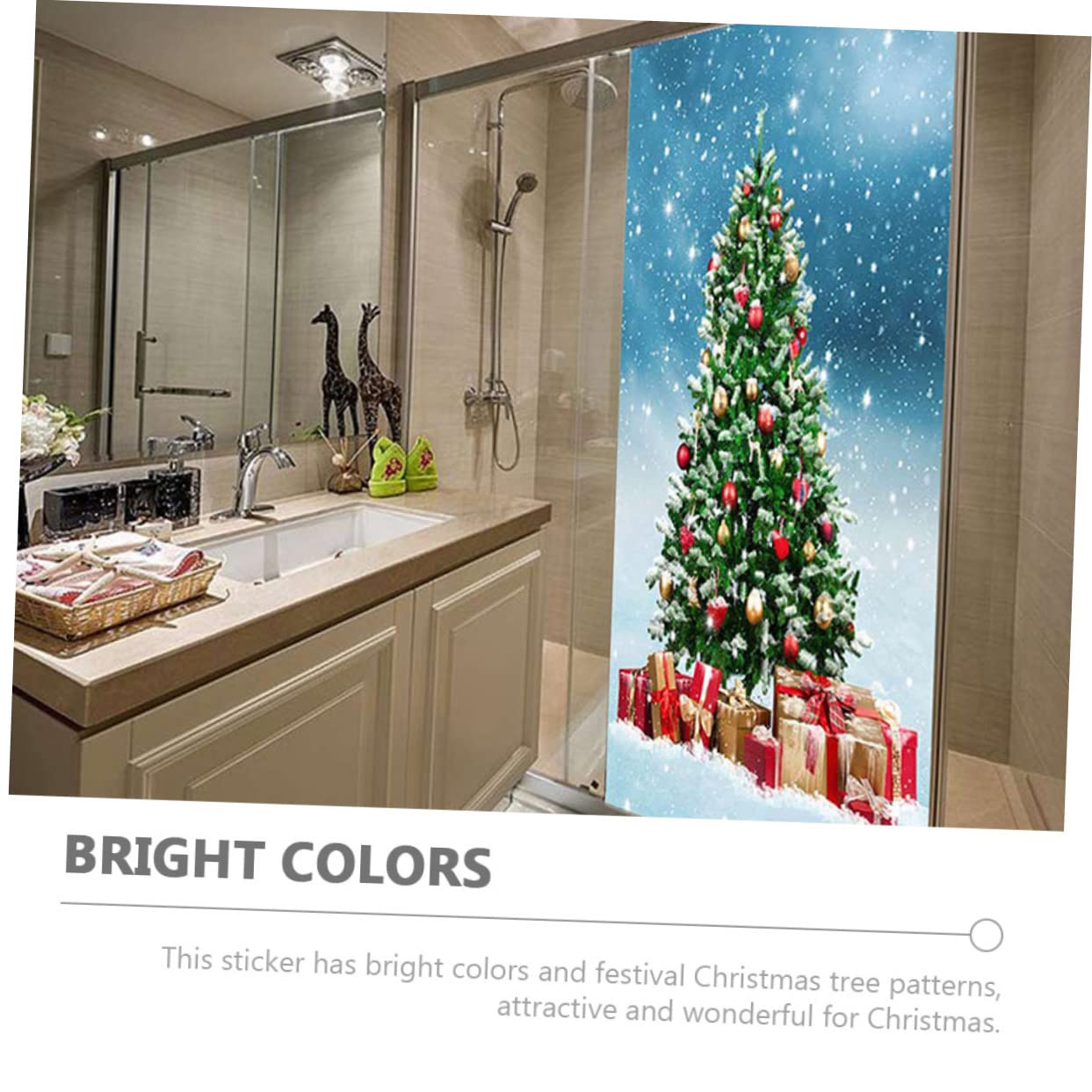 Cabilock 2 Juegos Pegatinas Para Puerta Bolas De Navidad Adornos Decoración Letreros Calcomanías Guirnaldas Calcomanías Para Despegar Y Pegar Cortina De Papá Noel Luces 2 hojas * 2
