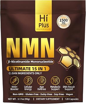 NMN Supplement 1500mg per Serving 15-in-1 Complex Formula with Nicotinamide Mononucleotide, CoQ10, Quercetin, TMG, Resveratrol Supports Cellular Energy & NAD+ Balance 120 Capsules