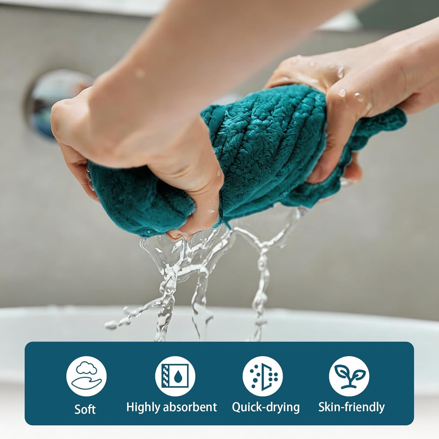 Premium Hand Towels Set, 5 Pack, 12" x 27", 100% Cotton, Ultra Soft and Highly Absorbent for Gym, Bathroom, Shower, Hotel, and Spa - Light Blue