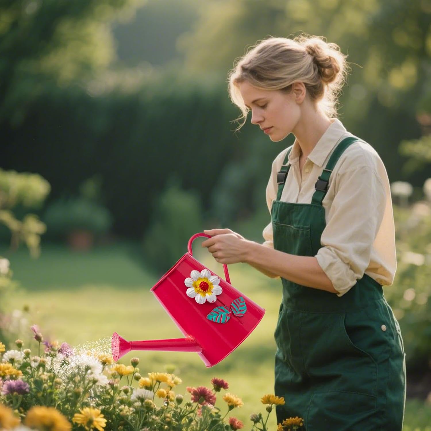 Watering Can, Vintage Metal, Easy-Pour, Perfect Plant Watering Can for Indoor Use and for Outdoor Use, Decor Patio (D)