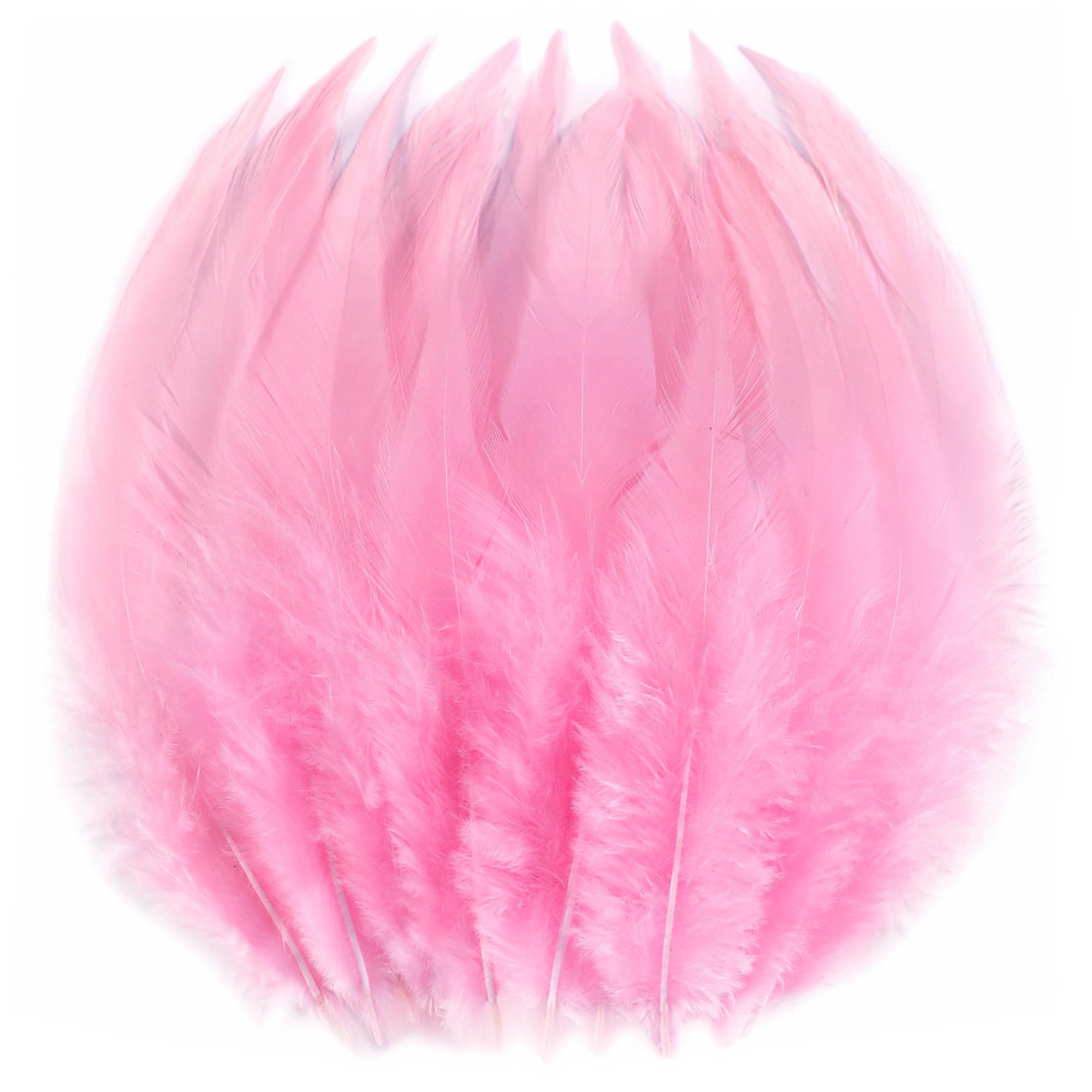 Holmgren Pink Rooster Feathers Bulk - 200pcs 5-7inch Rooster Feathers Bulk for Crafts DIY Dream Catchers, Prom Dress and Wedding Party Home Decoration (Pink)