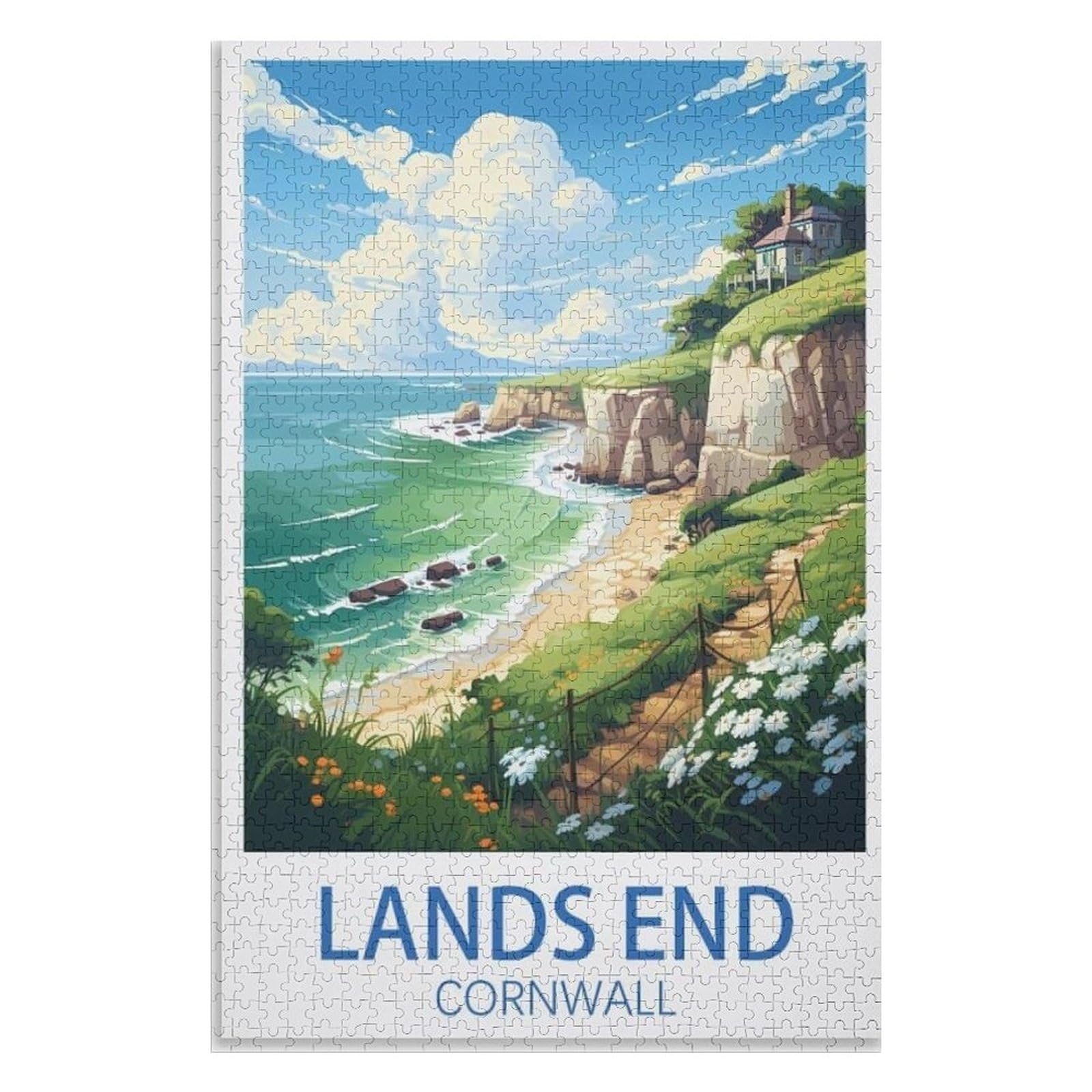 Gift puzzle games，Lands End Cornwall，Adults 1000 Piece Jigsaw Puzzle- Christmas，38x26，paper puzzle，AA-851