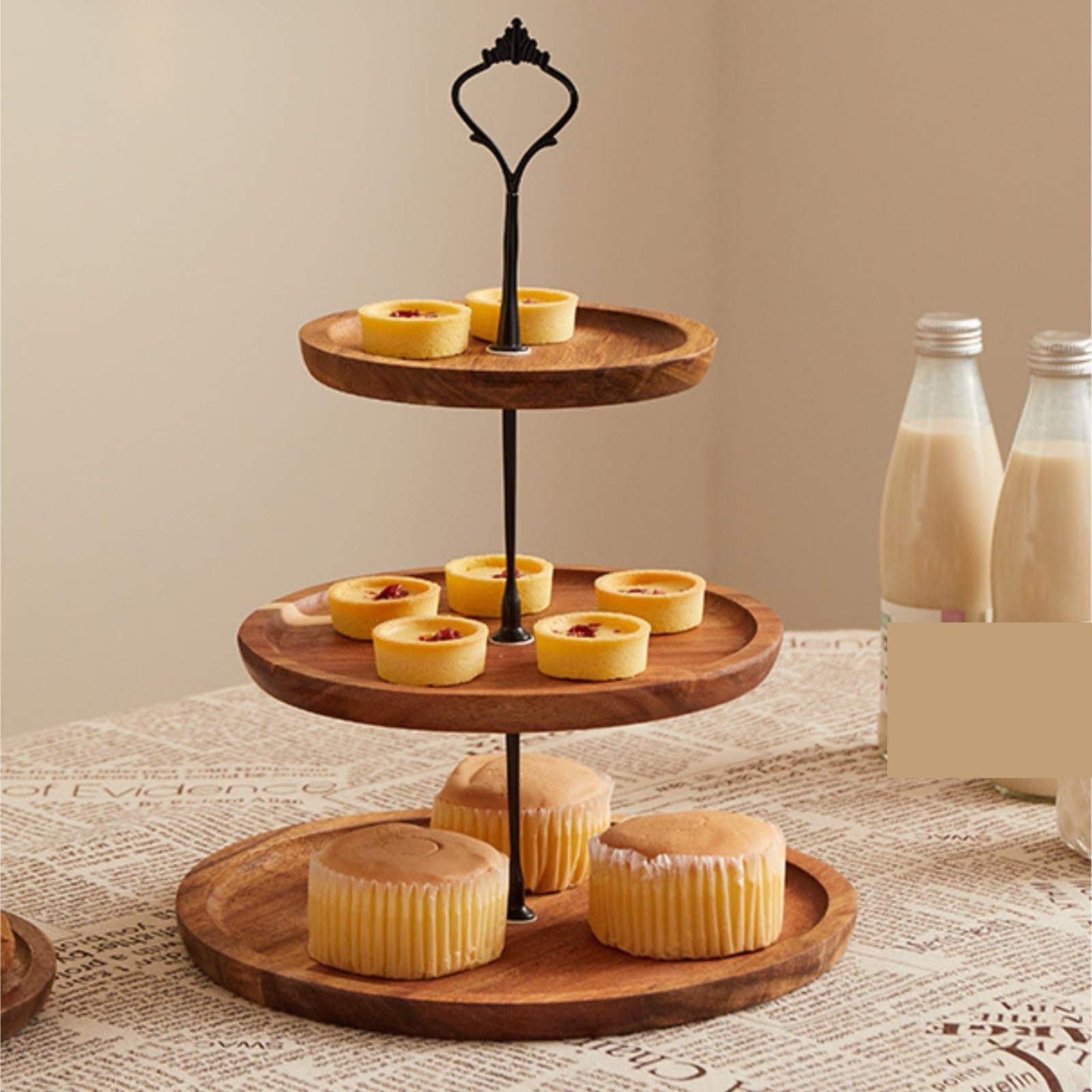 Soporte para Tartas Soporte De Madera For Cupcakes Y Postres con Bandeja For Servir Pedestal Expositor