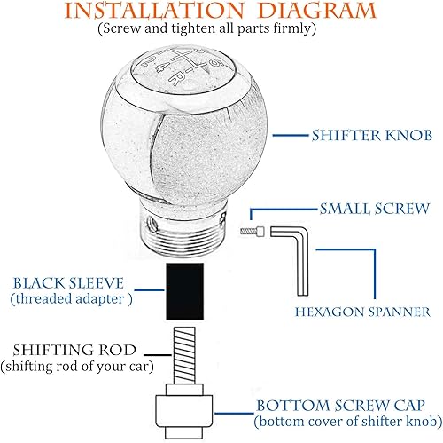 Miniatura 3 de Pomo de palanca de cambios manual de aluminio con 5 velocidades para la mayoría de transmisiones MT, color negro
