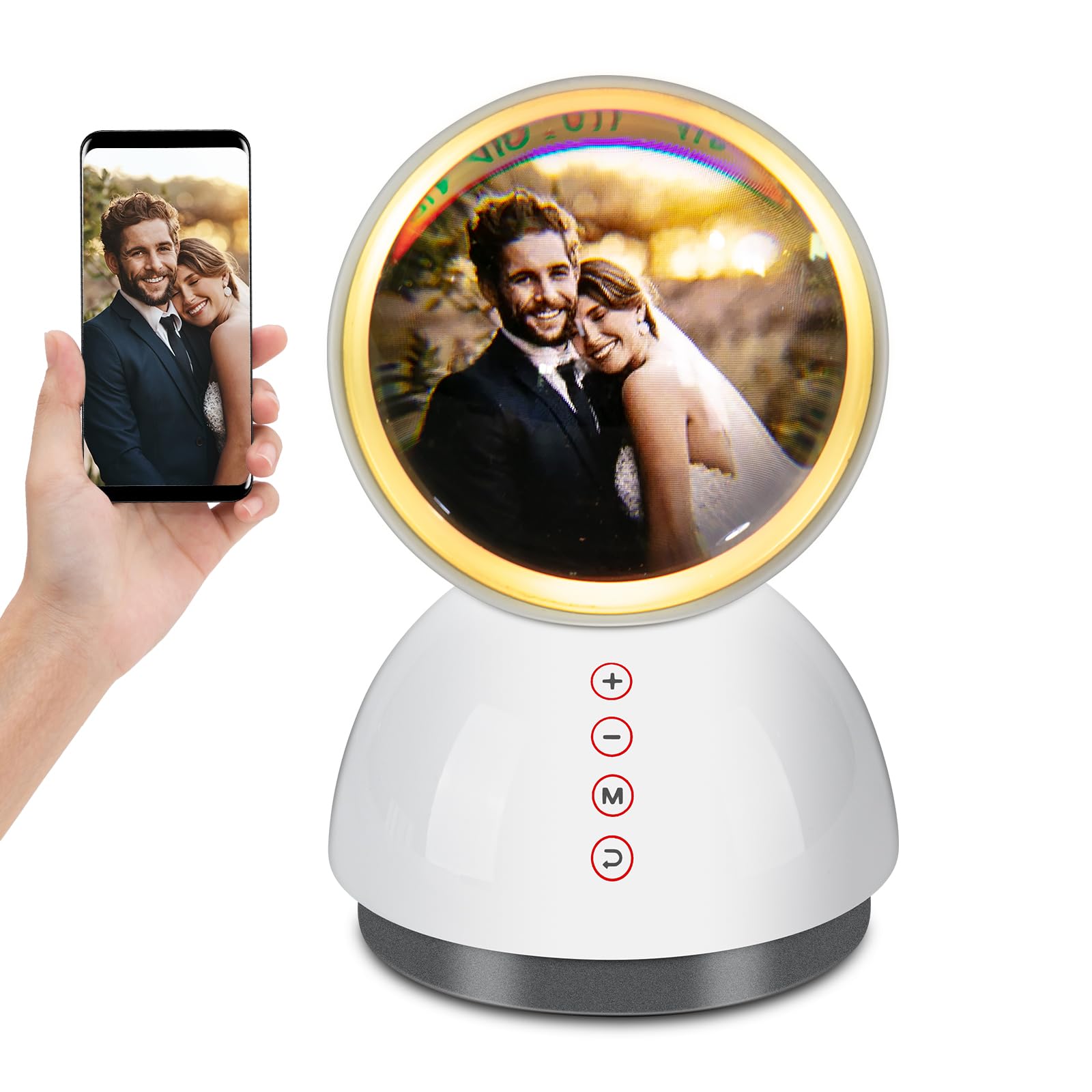 YIBAOCOM 3D Digital Picture Frame,3D Crystal Photo,Digital Clock,Alarm Clock,RGB Night Lights for Bedroom,Gifts for Children,Wedding Gifts for Couples,LCS Display