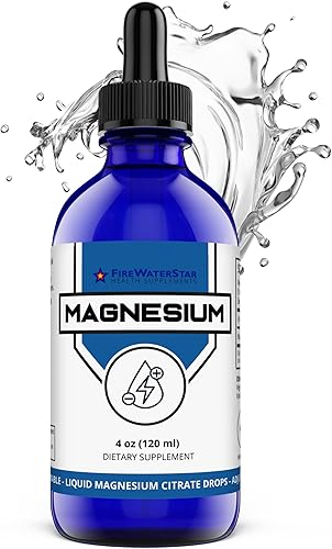 Magnesio líquido 99% puro citrato de magnesio 4oz dosificación ajustable orgánico, sin OMG, vegano Suplemento de gota de magnesio fácil Apoya