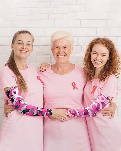 Miniatura 6 de 8 pares de mangas de concientización sobre el cáncer de mama, manga de compresión de béisbol rosa, manga de compresión para mujeres y niñas