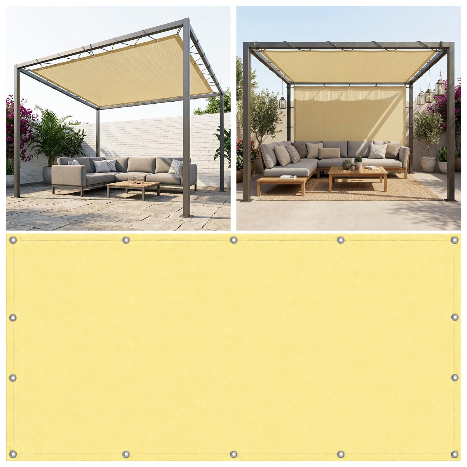 MissYolo Rectangle Sun Shade Sail Waterproof 3.8x5.2M - Outdoor Sun Shade Canopy with 95% UV Protection for Backyard, Pool, Patio & Garden Activities and Family Use-Beige