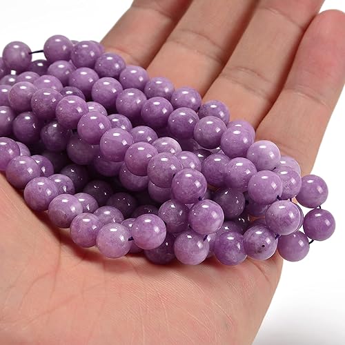 Miniatura 5 de Cuentas sueltas de jade teñido morado de 0.315 pulgadas (0.315 in), redondas, naturales, gematone, para hacer joyas, hallazgos de bricolaje, 1 hebra