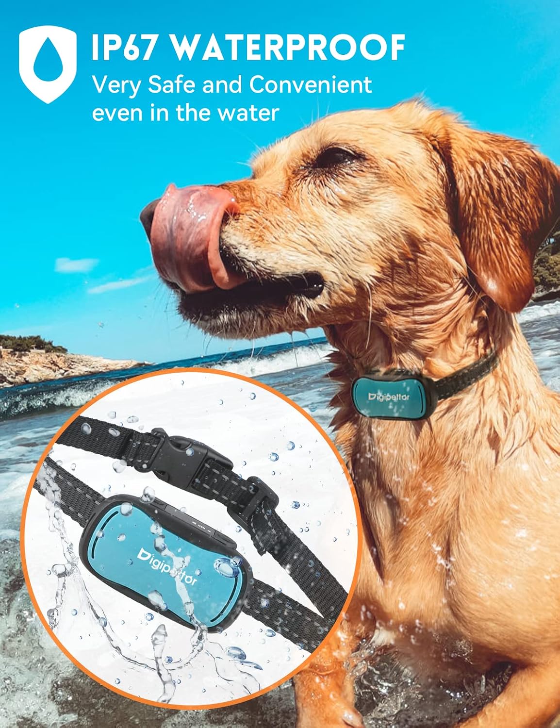 Digipettor Bark Collar for Large Dog Shock Collar Stop Barking Collar with Beep Vibration Shock No Bark Collar for Large Medium Small Dogs 15-110 lbs Waterproof Anti Bark Collar for Dogs