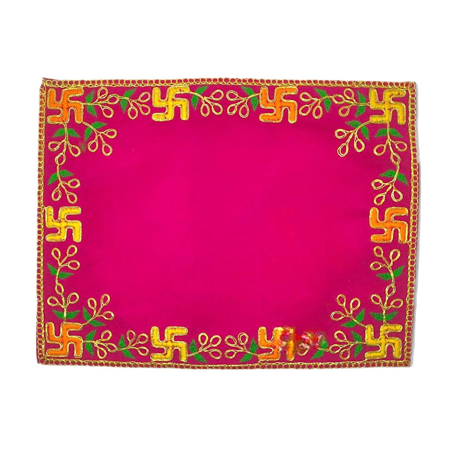Achleshwar Designer Velvet Embroidered Pooja Aasan Cloth 12x18 inch Pink | Chowki Aasan for God Idol | Mandir Table Altar Cover for Temple, Puja Shelf, Diwali Decoration Pack 0f 1