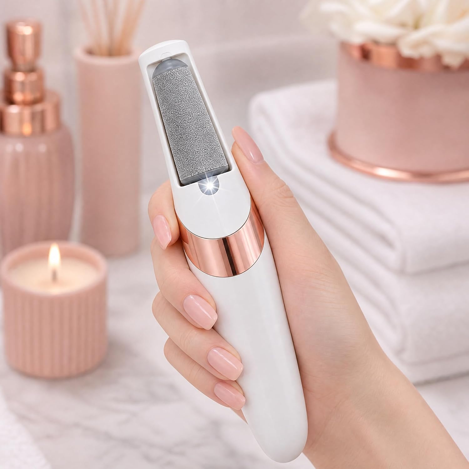 2-Piece Electric Foot Callus Remover Rechargeable Pedicure Tools Smooth Pedicure Wand Electronic Foot File, Feet Care for Removes Dry Hard & Equipped with 2 Grinding Heads and 1 USB&Cleaning Brush