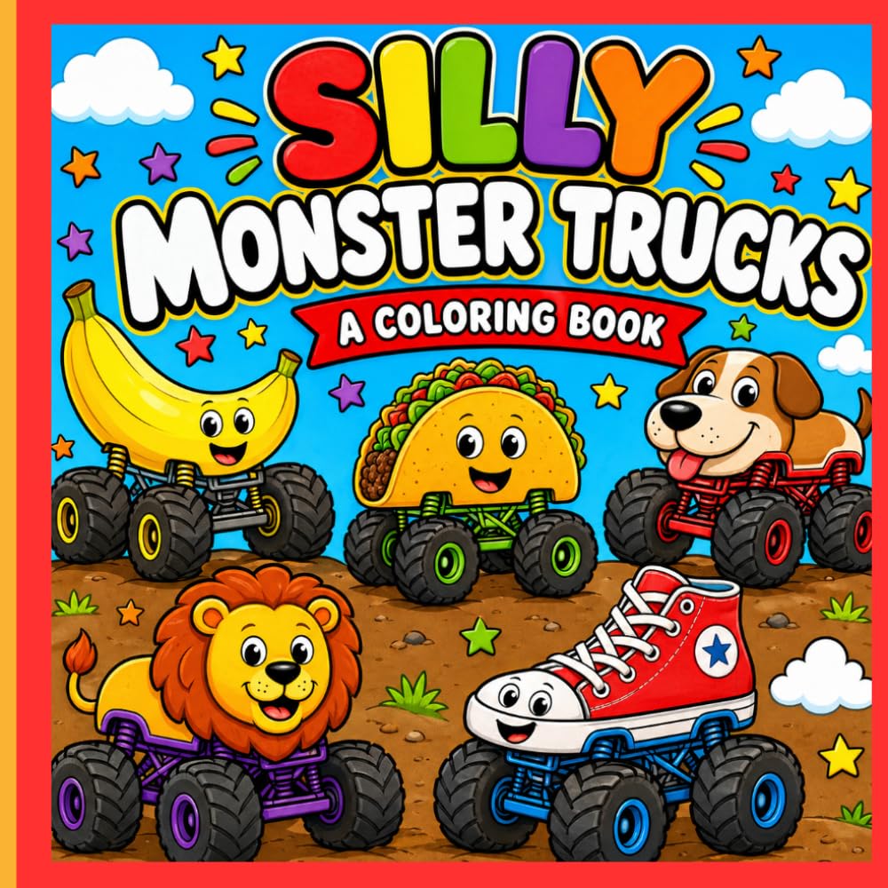 Big Wheels, Big Laughs!; Silly Monster Truck Coloring Book: Silly Monster Truck Coloring Book for Kids | Fun, Easy, and Cute Big Wheel Trucks for Boys & Girls