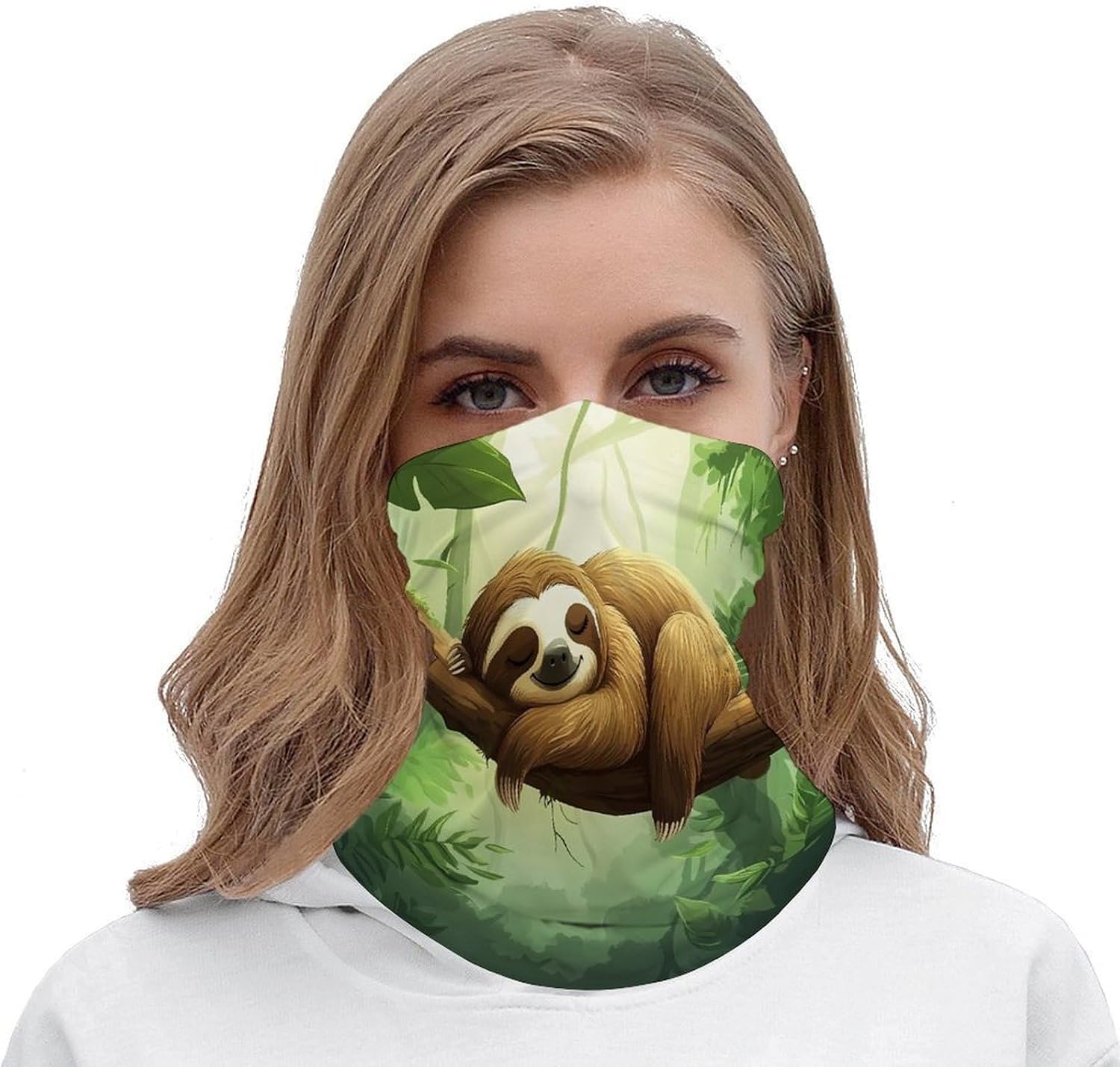 Animal Sloth Face Cover Neck Gaiters for Men Women Sun Protection Mask Scarf Hiking Bandana