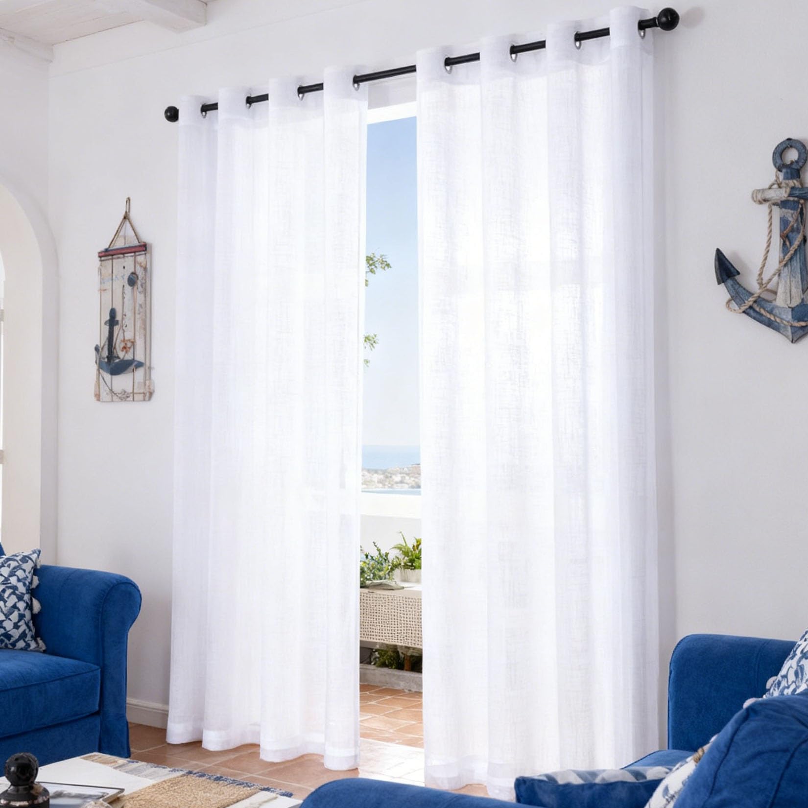 Rideau Voile Luxueux Doux et Lisse au Style Vintage Raffiné