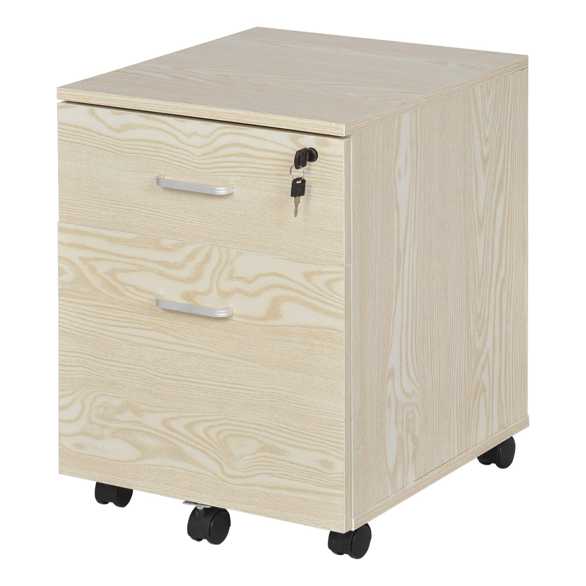 Vinsetto 2Drawer Locking Office Filing w/ 5 Wheels Rolling