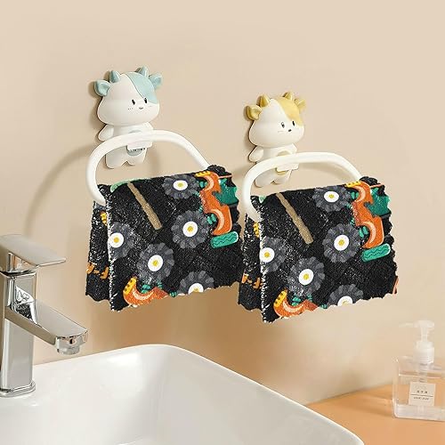 Miniatura 6 de Funny Monster Animal Cars Cotton Print Kitchen Towels and Dishcloths Quick Dry Set of 6 Microfiber Absorbant Towel for Countertop Coffee