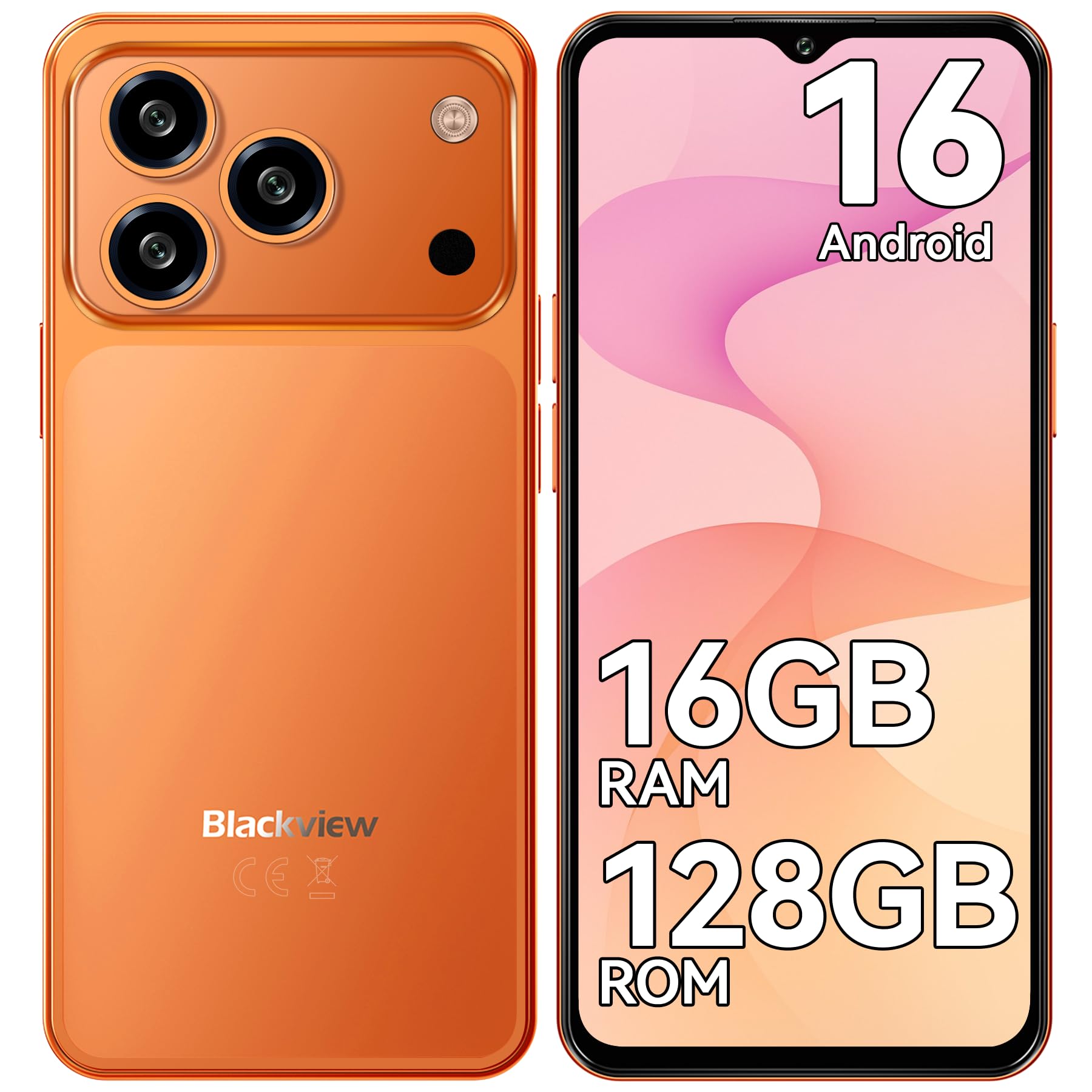 Blackview WAVE 7C Smartphone Offerta Android 16, 16GB+128GB/2TB Telefono | 32MP Cellulare in Offerta, 6.56" Schermo, 5000mAh Cellulari, 4G Dual SIM Telefoni, Face ID, 3 Slot Carte, 3.5mm, IP54, Type-C