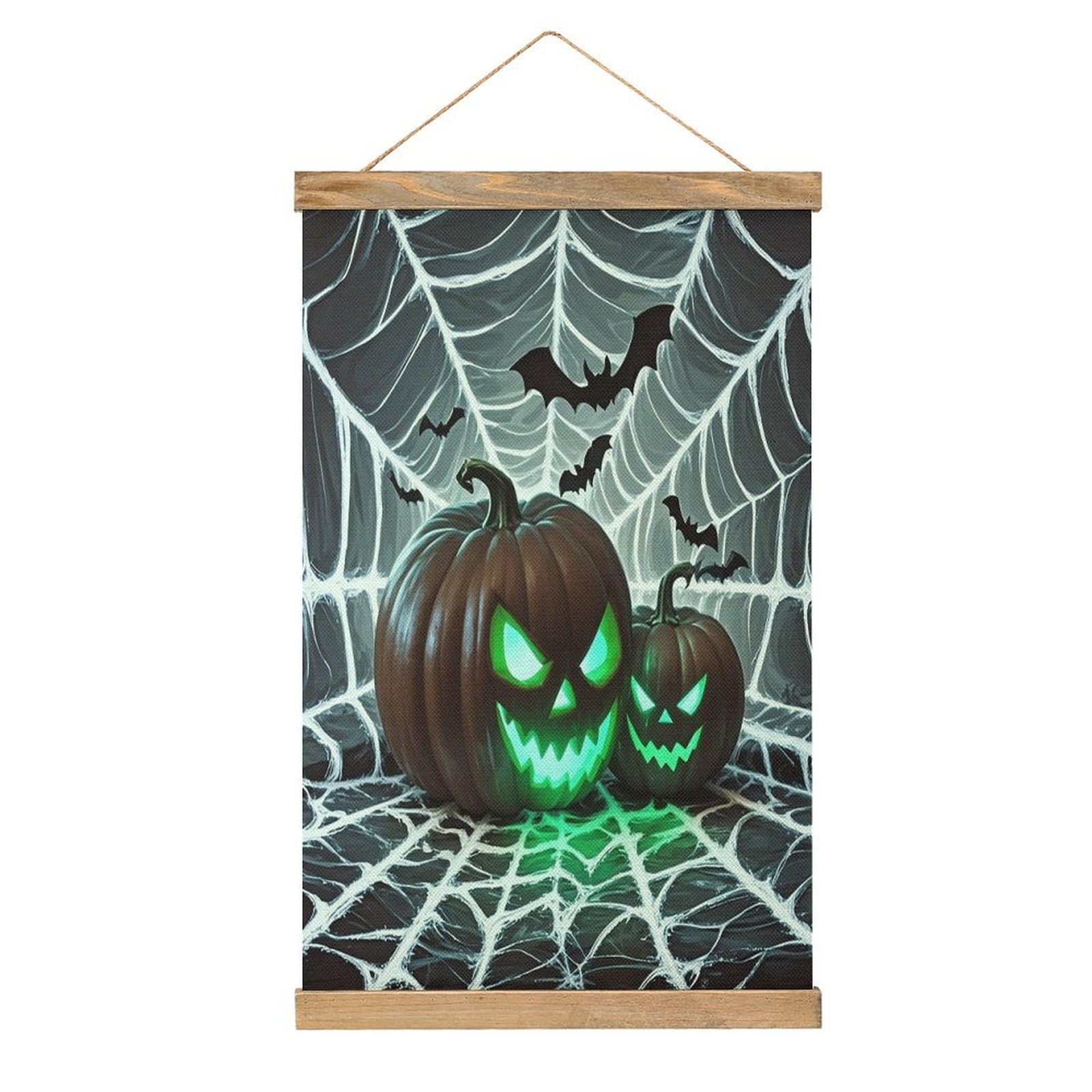 FekiLoot Green Pumpkin Wall Art Poster Hanger Frame Linen Wall Art Decor Vintage Hanging Poster Hanging Wall Decor Rustic Retro Wall Art Print for Living Room Decor 20.4 X 13.1Inches