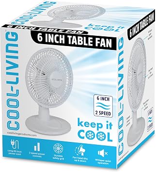 6 Electric Portable, Quiet, Indoor 2-Speed Desk Fan with Fully Adjustable Tilt, Ideal for Home, Bedroom, Dorm & Office