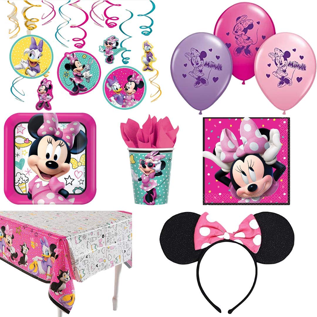 Minnie Mouse Happy Helpers Birthday Party Supplies Pack for 16 - Decorations and Tableware