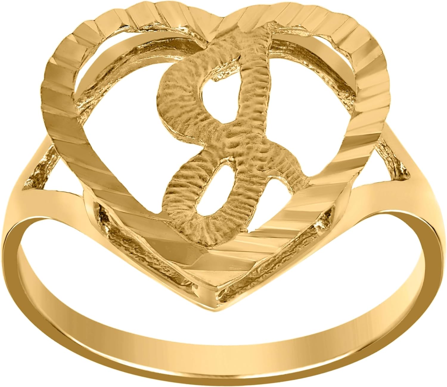 Jewels By Lux 10kt Yellow Gold Unisex Initial Alphabet Bridal Anniversary Engagement Wedding Ring